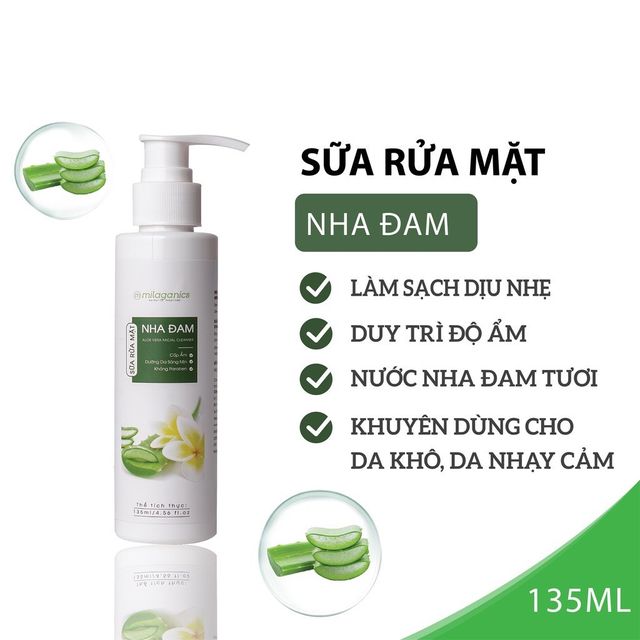 Sữa Rửa Mặt Lô Hội Dưỡng Ẩm, Làm Sạch Dịu Nhẹ Milaganics 135ml 2