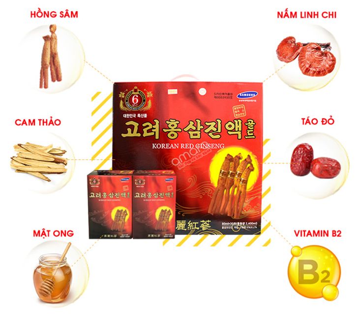 Nước hồng sâm hàn quốc 6 tuổi bio red ginseng 30 gói 80ml 1