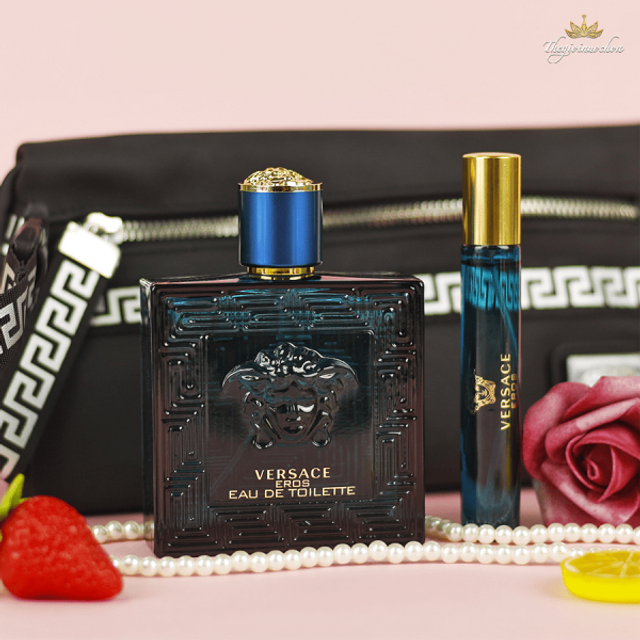 Bộ qu&agrave; tặng nước hoa versace eros edp 10ml v&agrave; 100ml v&agrave; t&uacute;i 1