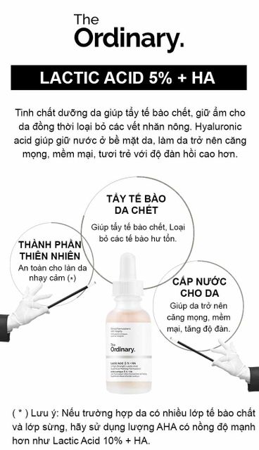 Tinh chất tẩy da chết và làm sáng da the ordinary lactic acid  ha 30ml 1