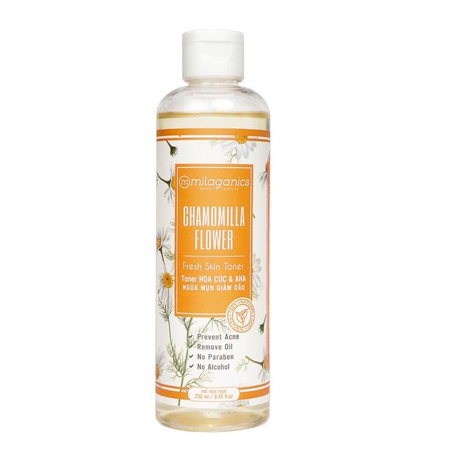 Toner Hoa C&uacute;c & AHA Ngừa Mụn, Giảm Dầu D&agrave;nh Milaganics 250ml (Chai) 1