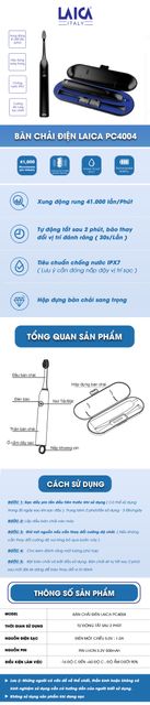 B&agrave;n Chải Đ&aacute;nh Răng Điện Laica Pc4004 (H&agrave;ng ch&iacute;nh h&atilde;ng) 2