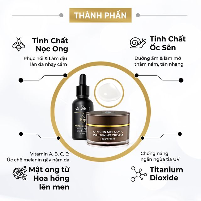 Bộ Kem Hỗ Trợ Ngừa N&aacute;m T&agrave;n Nhang Dưỡng Trắng Mờ Th&acirc;m của Oriskin 2