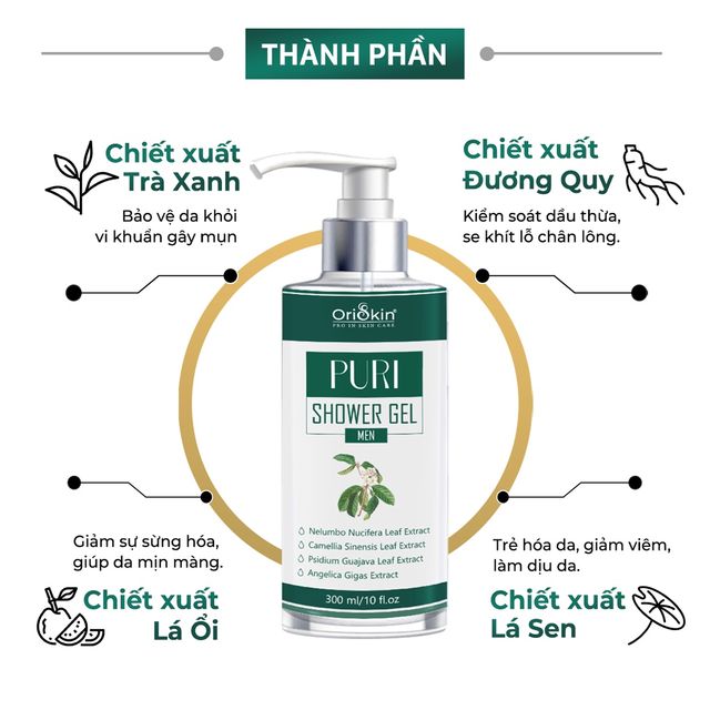 Sữa Tắm Hỗ Trợ Ngăn Ngừa Mụn Oriskin Puri shower Gel cho nam 3