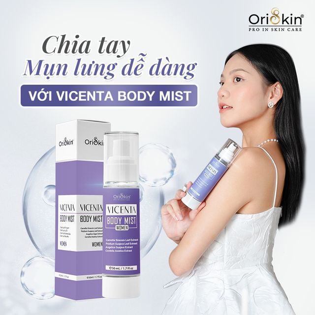 Xịt Hỗ Trợ Giảm Mụn Lưng Oriskin Vicenta Body Mist cho nữ 1