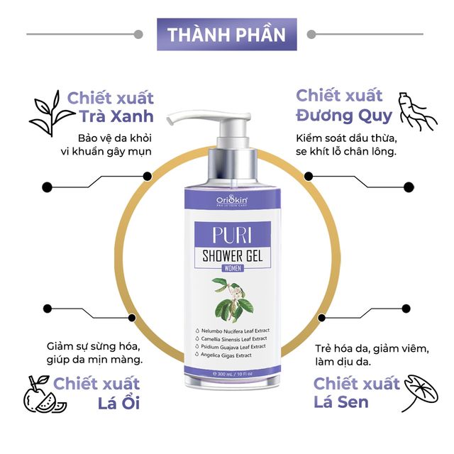 Sữa Tắm Hỗ Trợ Ngăn Ngừa Mụn Oriskin Puri shower Gel cho nữ 2