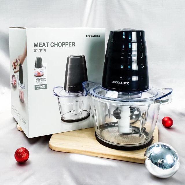 M&aacute;y Xay Thịt Cối Thủy Tinh Lock&Lock Meat Chopper EJM156BLK 1