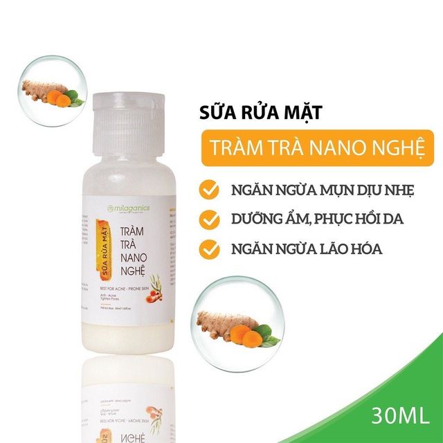 Sữa Rửa Mặt Tr&agrave;m Tr&agrave; Nano Nghệ Milaganics 135ml 1