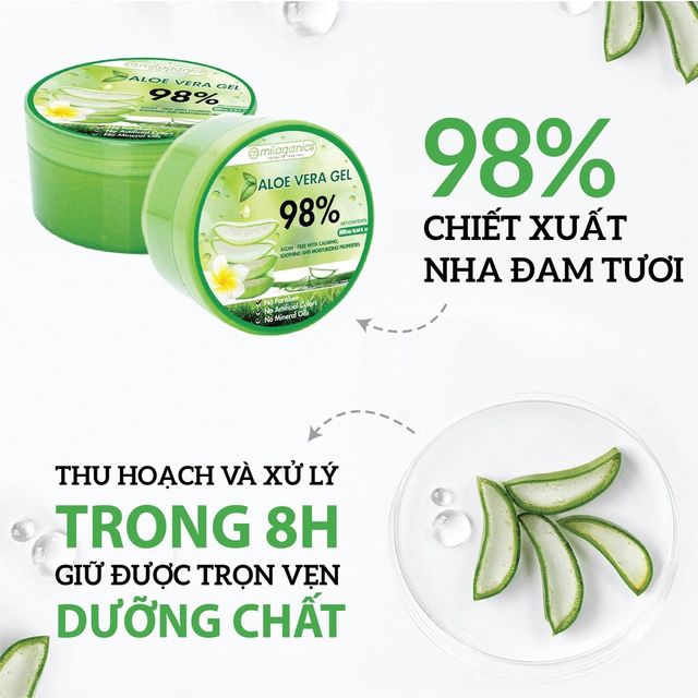 Gel dưỡng da Aloe Vera Gel nha đam Milaganics 3