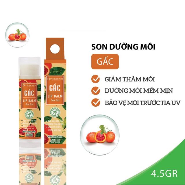 Son Dưỡng Môi Gấc Giúp Dưỡng Ẩm, Giảm Thâm Môi Milaganics 4.5g (Cây) 2