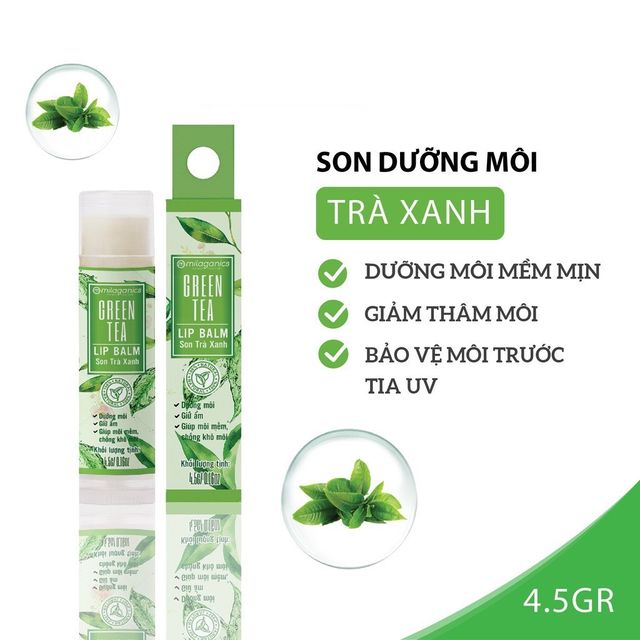 Son Dưỡng Môi Trà Xanh Milaganics 4.5g 2