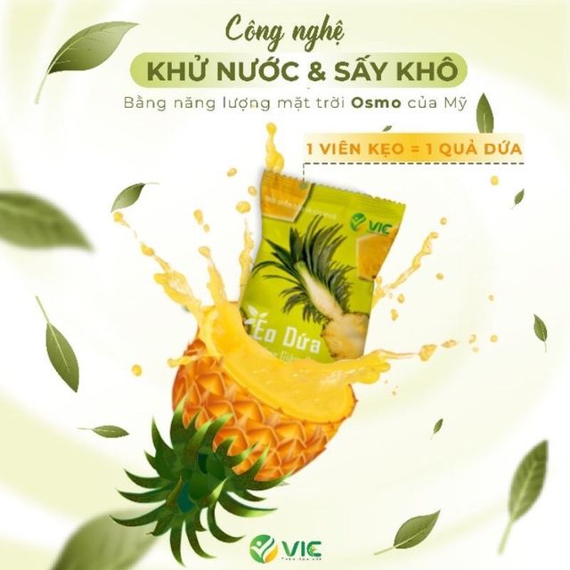 Kẹo Dứa Plus Giảm C&acirc;n VIC Organic, Hỗ Trợ Giảm Mỡ