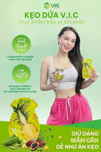Kẹo Dứa Plus Giảm C&acirc;n VIC Organic, Hỗ Trợ Giảm Mỡ