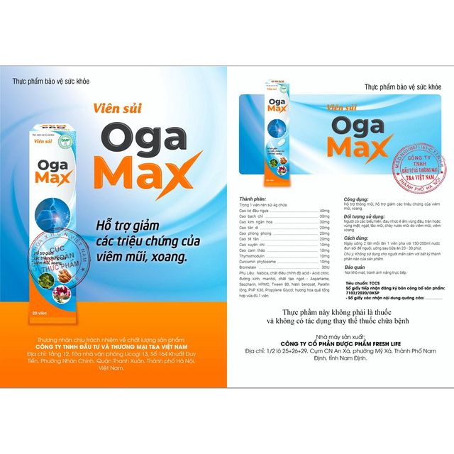 Vi&ecirc;n Sủi Oga Max Ch&iacute;nh H&atilde;ng - Gi&uacute;p Giảm Nhanh Vi&ecirc;m Mũi Xoang 1