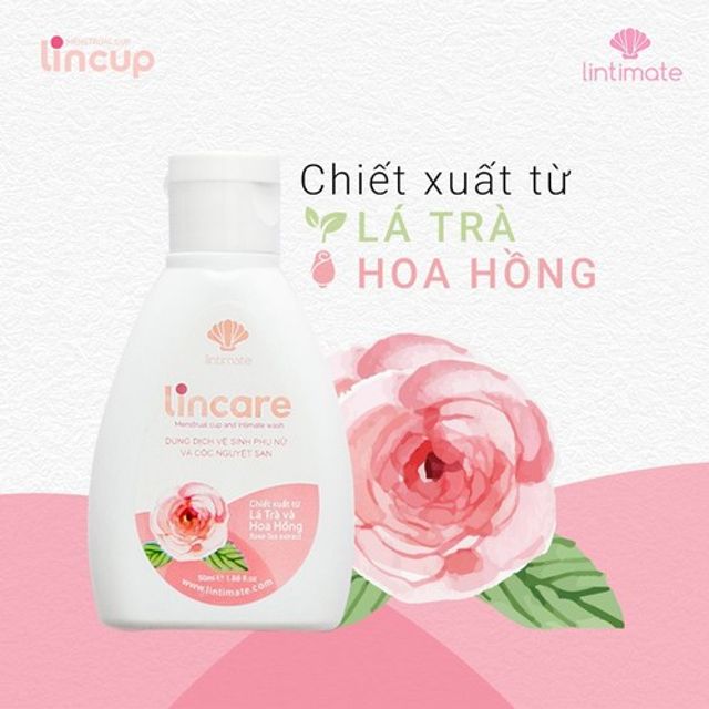 Dung dịch Gi&uacute;p Vệ Sinh phụ Nữ V&agrave; Cốc Nguyệt San Lincare Rose 1