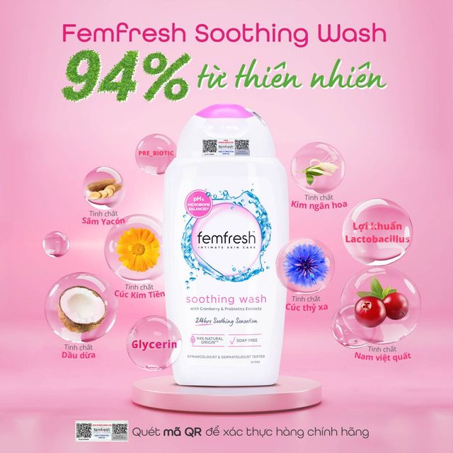Dung dịch vệ sinh Femfresh soothing d&agrave;nh cho vi&ecirc;m nhiễm (nắp hồng) 2