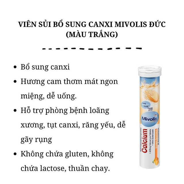 Viên sủi bổ sung canxi Mivolis Đức (màu trắng) 2