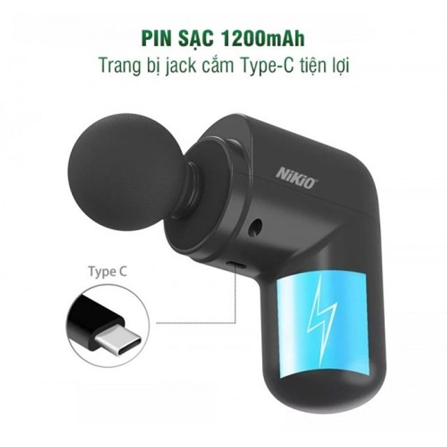 M&aacute;y massage cầm tay Nikio NK-173 mini 7 đầu thay đổi - Giảm đau nhức, thư gi&atilde;n cơ, pin 1200mAh, thiết kế sang trọng, dễ sử dụng 5