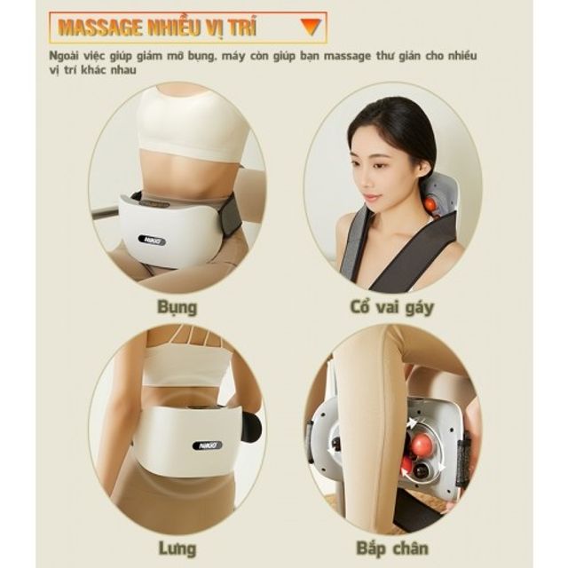 M&aacute;y massage bụng pin sạc Nikio NK-166DC - C&ocirc;ng nghệ xoa b&oacute;p day ấn mới kết hợp nhiệt n&oacute;ng v&agrave; hồng ngoại 6