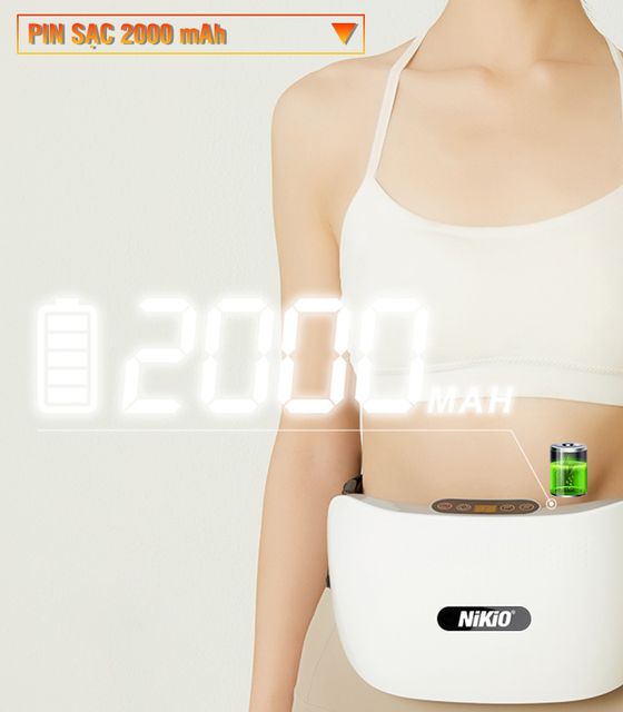 M&aacute;y massage bụng pin sạc Nikio NK-166DC - C&ocirc;ng nghệ xoa b&oacute;p day ấn mới kết hợp nhiệt n&oacute;ng v&agrave; hồng ngoại 8