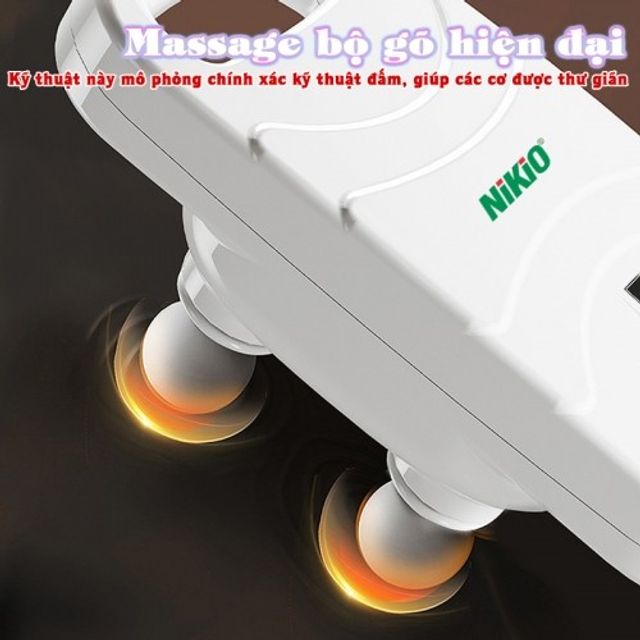 M&aacute;y massage lưng, m&aacute;y đấm lưng 6 đầu Nikio NK-272 PRO - 9 chế độ, 20 cường độ, pin sạc 3