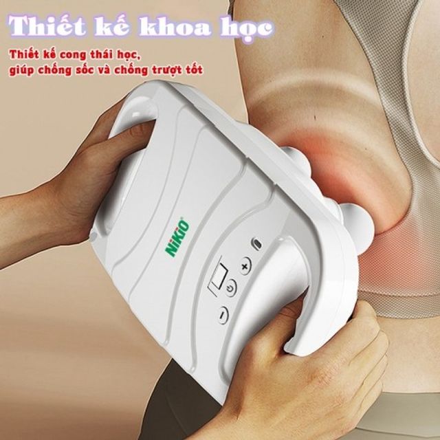 M&aacute;y massage lưng, m&aacute;y đấm lưng 6 đầu Nikio NK-272 PRO - 9 chế độ, 20 cường độ, pin sạc 7
