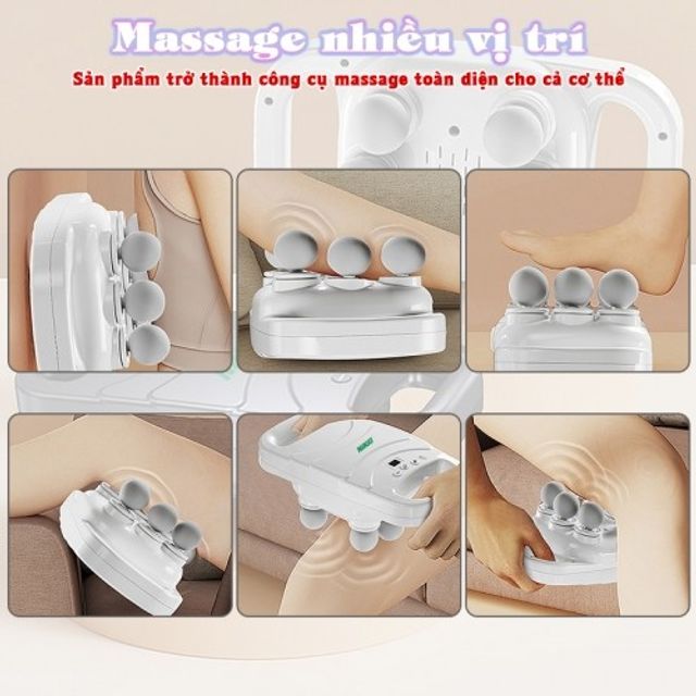 M&aacute;y massage lưng, m&aacute;y đấm lưng 6 đầu Nikio NK-272 PRO - 9 chế độ, 20 cường độ, pin sạc 8