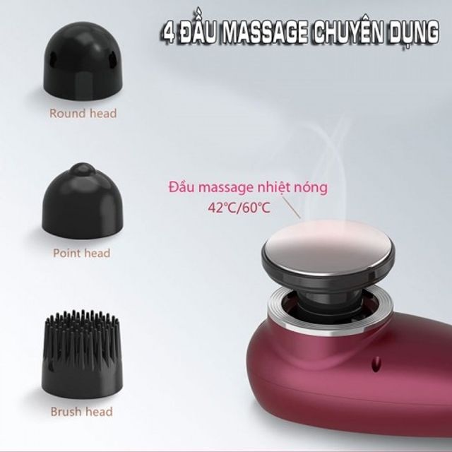 Máy massage cầm tay Rung Nóng đa năng Puli PL-622 - 4 đầu 4