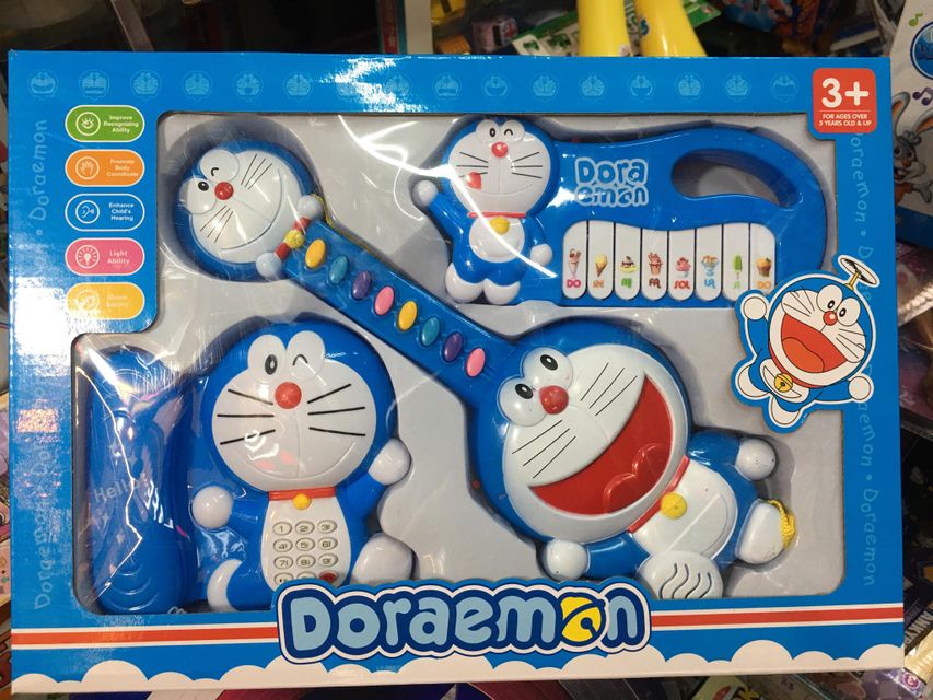 Bộ đồ chơi đ&agrave;n guitar 3in1 chủ đề m&egrave;o Doraemon