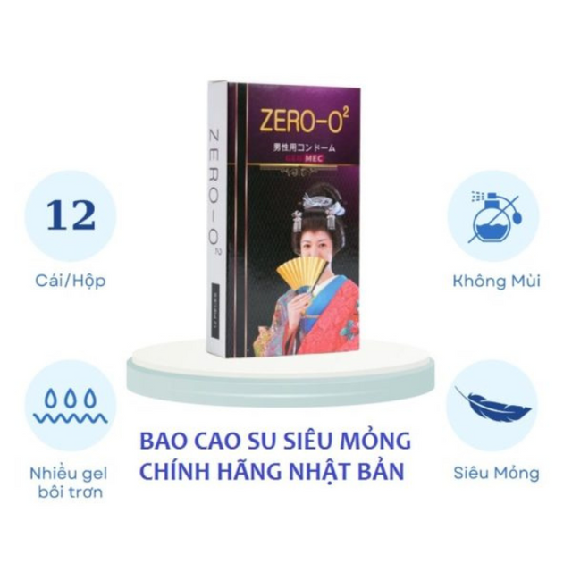 Hộp 12 Chiếc - Bao Cao Su Nhật Bản ZERO-O2 Si&ecirc;u Mỏng