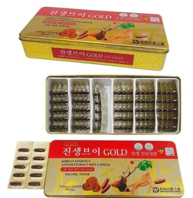 Vi&ecirc;n đạm hồng s&acirc;m nhung hươu linh chi tổng hợp 120 vi&ecirc;n H&agrave;n Quốc