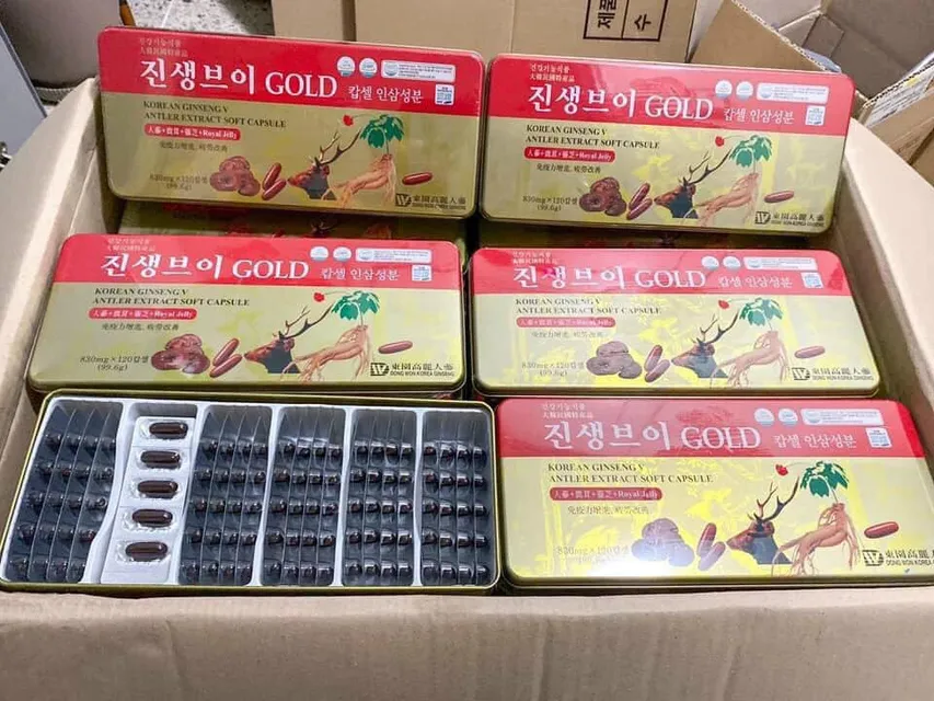 Vi&ecirc;n đạm hồng s&acirc;m nhung hươu linh chi tổng hợp 120 vi&ecirc;n H&agrave;n Quốc