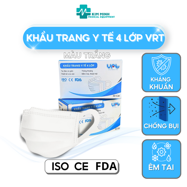 Khẩu trang y tế 4 lớp CAO CẤP VRT