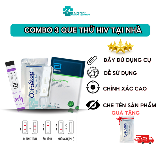 H&igrave;nh ảnh Combo 3 Que Thử X&eacute;t Nghiệm HIV