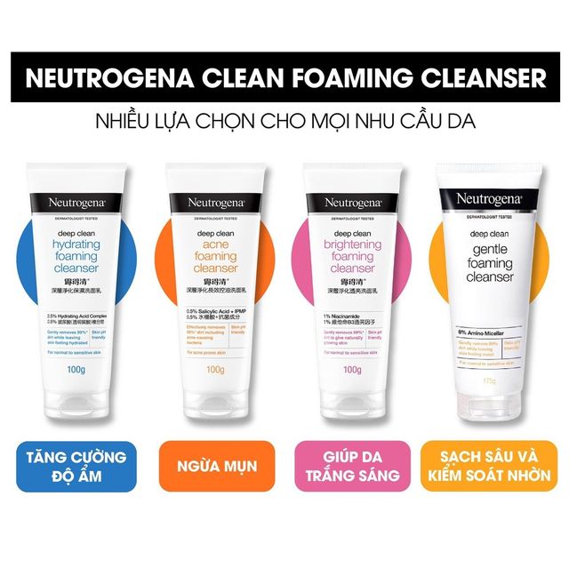 Sữa Rửa Mặt Sạch S&acirc;u Dưỡng Ẩm Neutrogena Deep Clean Hydrating Foaming Cleanser 100g hiện đ&atilde; c&oacute; mặt tại Chiaki.vn.