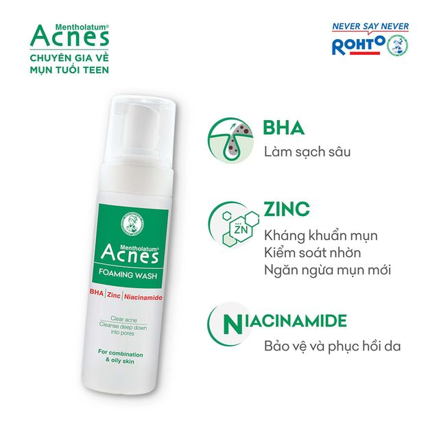 Sữa rửa mặt tạo bọt Acnes Foaming Wash l&agrave;m sạch s&acirc;u da, ngăn ngừa mụn.
