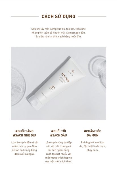 Hướng dẫn sử dụng Sữa Rửa Mặt S.O.B Tea Tree Cleansing Foam