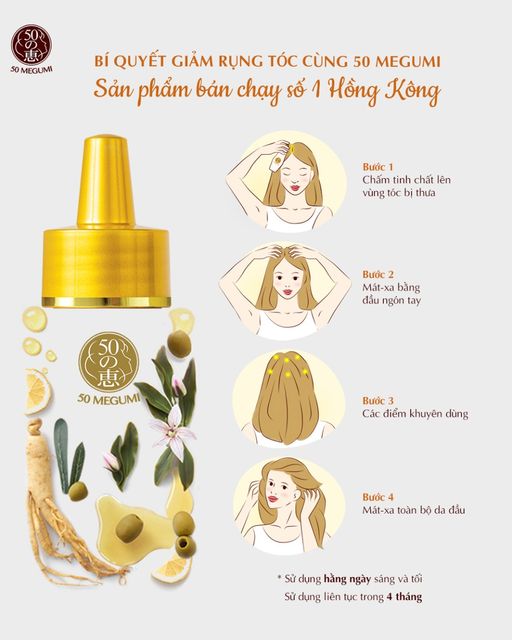 HDSD Tinh Chất 50 Megumi Hair Essence