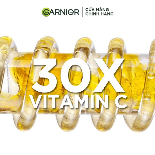 Tinh Chất Garnier Bright Complete 30x Vitamin C Booster Serum chứa nồng độ Vitamin C gấp 30 lần v&agrave; tinh chất quả Yuzu đem lại hiệu quả l&agrave;m s&aacute;ng, ức chế sự h&igrave;nh th&agrave;nh của c&aacute;c sắc tố melanin g&acirc;y sạm m&agrave;u da.
