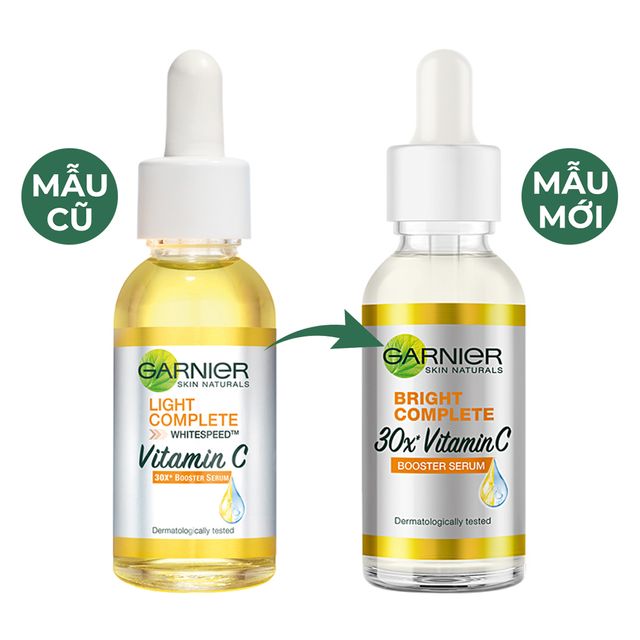 Tinh Chất Garnier Tăng Cường S&aacute;ng Da Mờ Th&acirc;m phi&ecirc;n bản mới hiện đ&atilde; c&oacute; mặt tại Chiaki.vn
