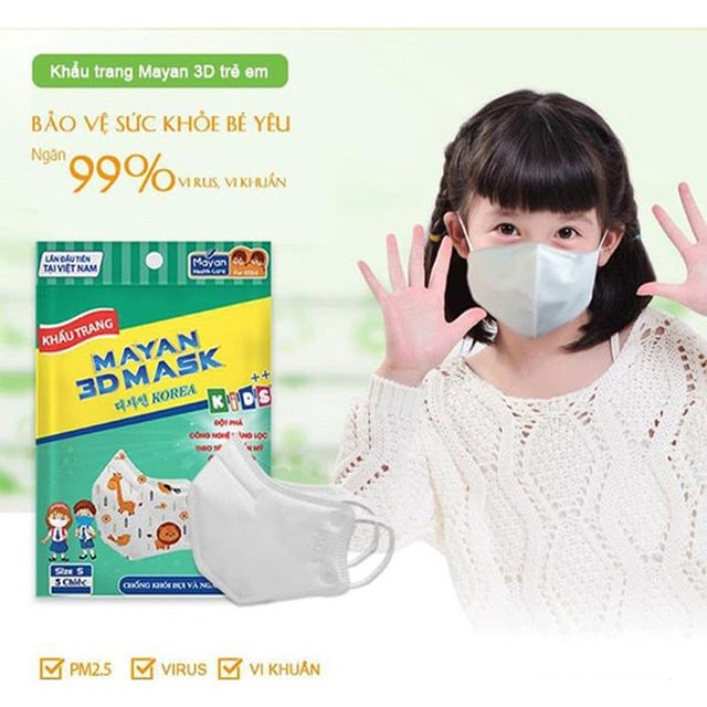 Khẩu Trang Mayan 3D Pm2.5 Kids++ 5 C&aacute;i (M&agrave;u Ngẫu Nhi&ecirc;n) - 2