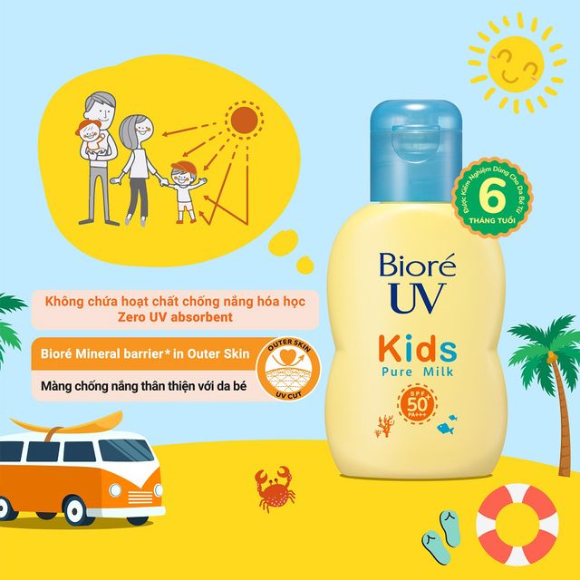 Sữa Chống Nắng Dịu Nhẹ Cho Trẻ Em Bior&eacute; UV Kids Pure Milk SPF50+ PA+++