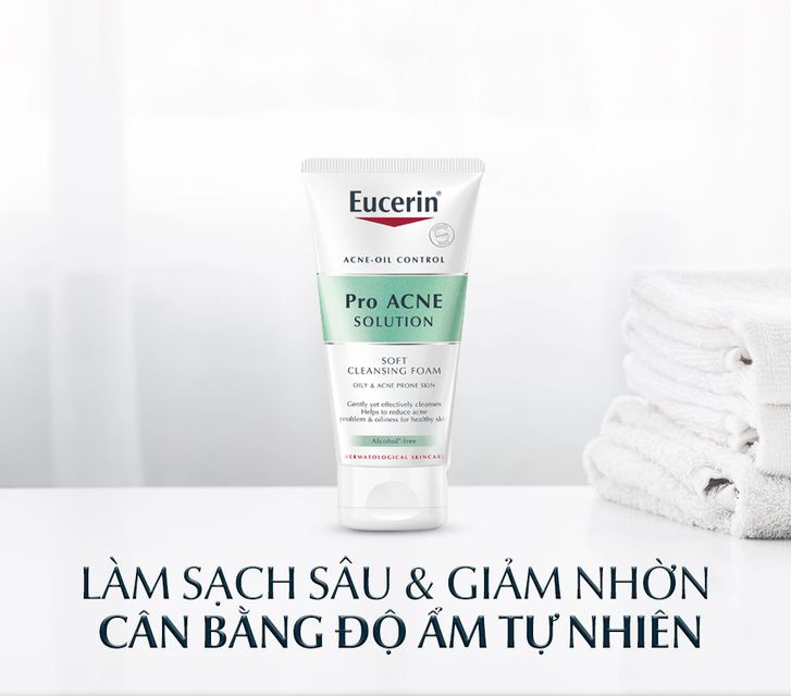 Sữa Rửa Mặt Eucerin Cho Da Mụn V&agrave; Nhờn Nhiều 50gr Pro ACNE Solution Soft Cleansing Foam