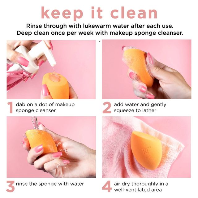 C&aacute;ch vệ sinh M&uacute;t Trang Điểm Real Techniques Miracle Complexion Sponge