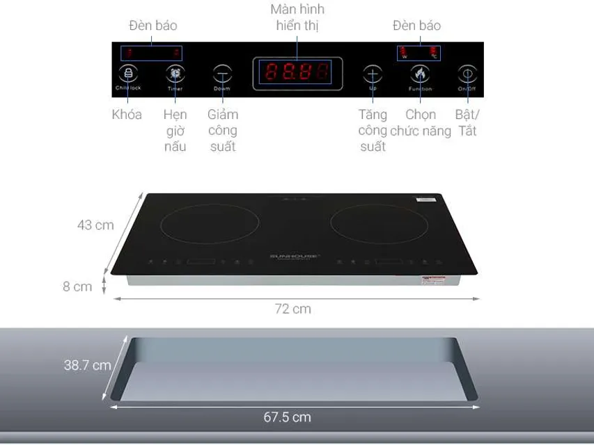 Th&ocirc;ng số kỹ thuật B&ecirc;́p từ đ&ocirc;i Sunhouse SHB9101