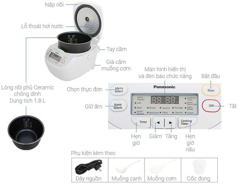 Nồi cơm điện Panasonic SR-CL188WRA 1.8 lít 1