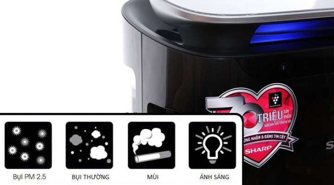 Cảm biến bụi, m&ugrave;i, &aacute;nh s&aacute;ng v&agrave; đ&egrave;n b&aacute;o chất lượng kh&ocirc;ng kh&iacute; - M&aacute;y lọc kh&ocirc;ng kh&iacute; Sharp FP-J80EV-H