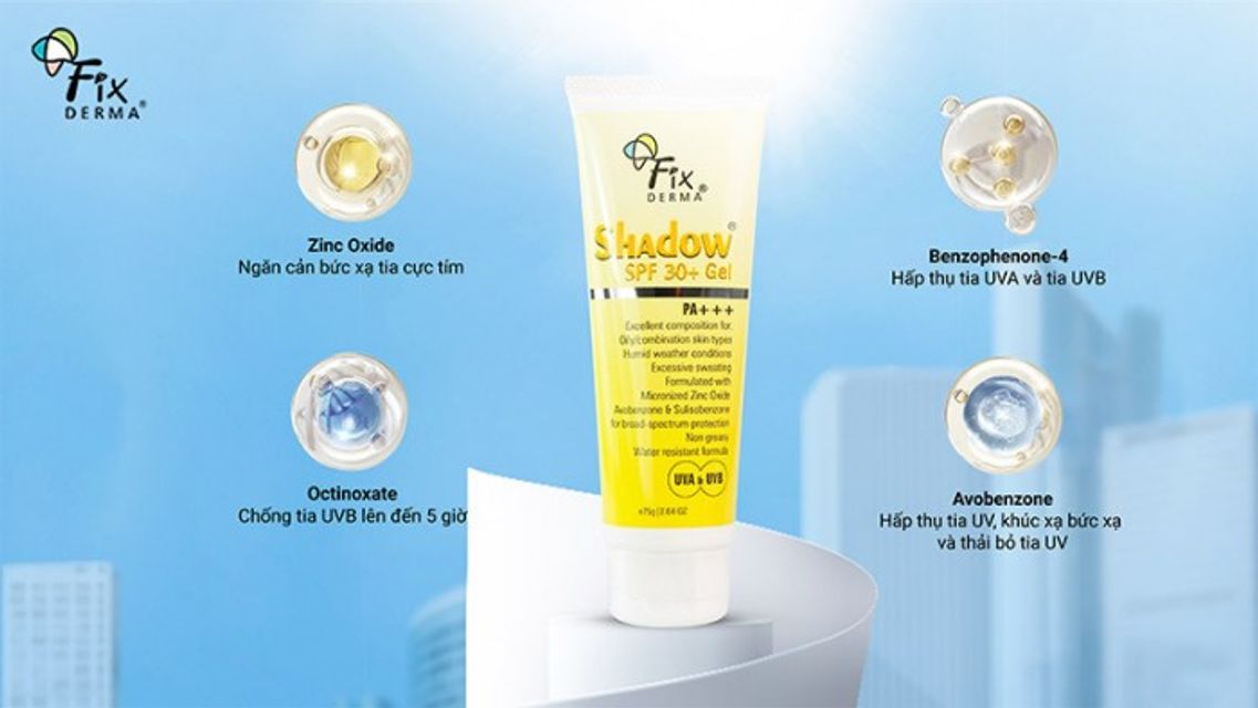 Kem chống nắng Fixderma Shadow SPF 30+ Gel 1