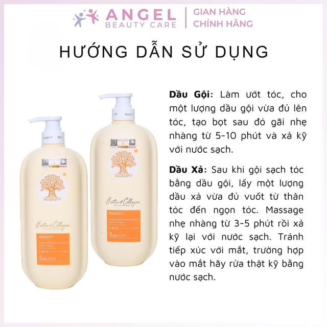 Dầu Gội Xả Biotin Collagen Voudioty V&agrave;ng