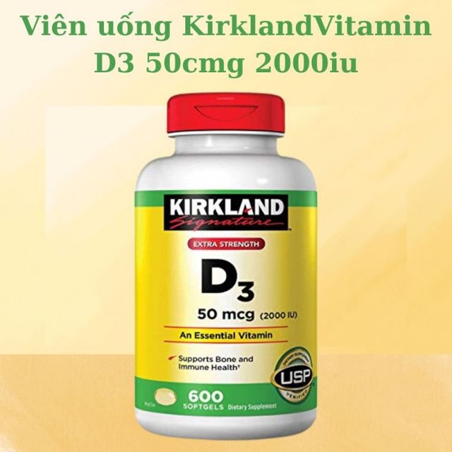 Viên uống hấp thụ canxi Vitamin D3 Kirkland 50cmg 200IU (date 2027) 1
